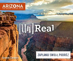 Polish-language Arizona campaign web banner with a Grand Canyon view and a button to plan your trip