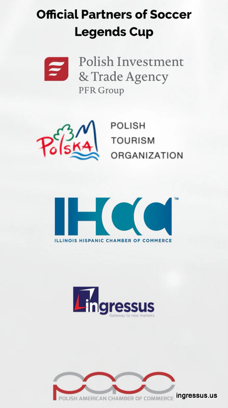 Official partners of the Soccer Legends Cup, including the Polish Investment & Trade Agency, Polish Tourism Organization and Ingressus