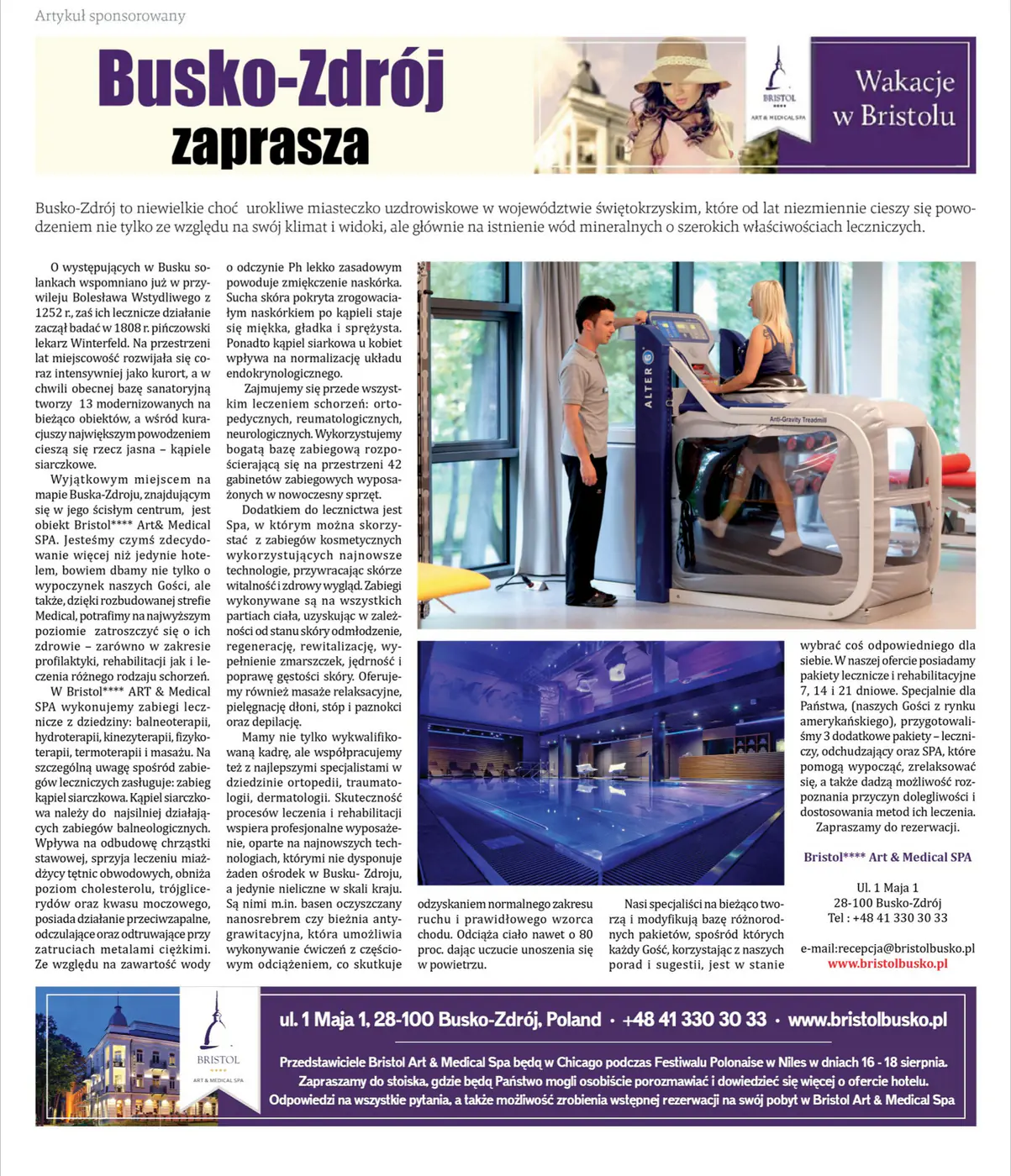Sponsored Dziennik Związkowy article Busko-Zdrój zaprasza presenting Bristol Art & Medical Spa and its visit to the Polonaise Festival