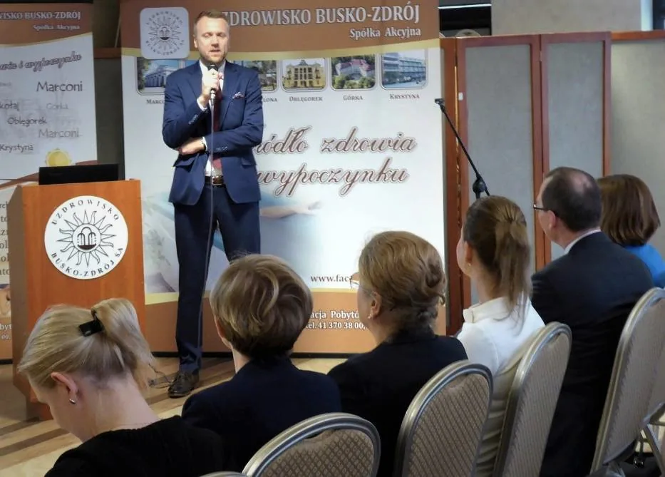 Tomasz Popławski of Ingressus presenting U.S. market promotion options to the seminar audience in Busko-Zdrój