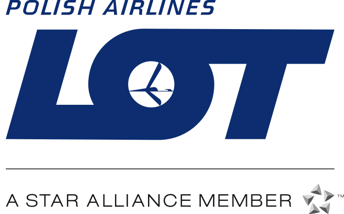 LOT Polish Airlines logo with the Star Alliance member mark