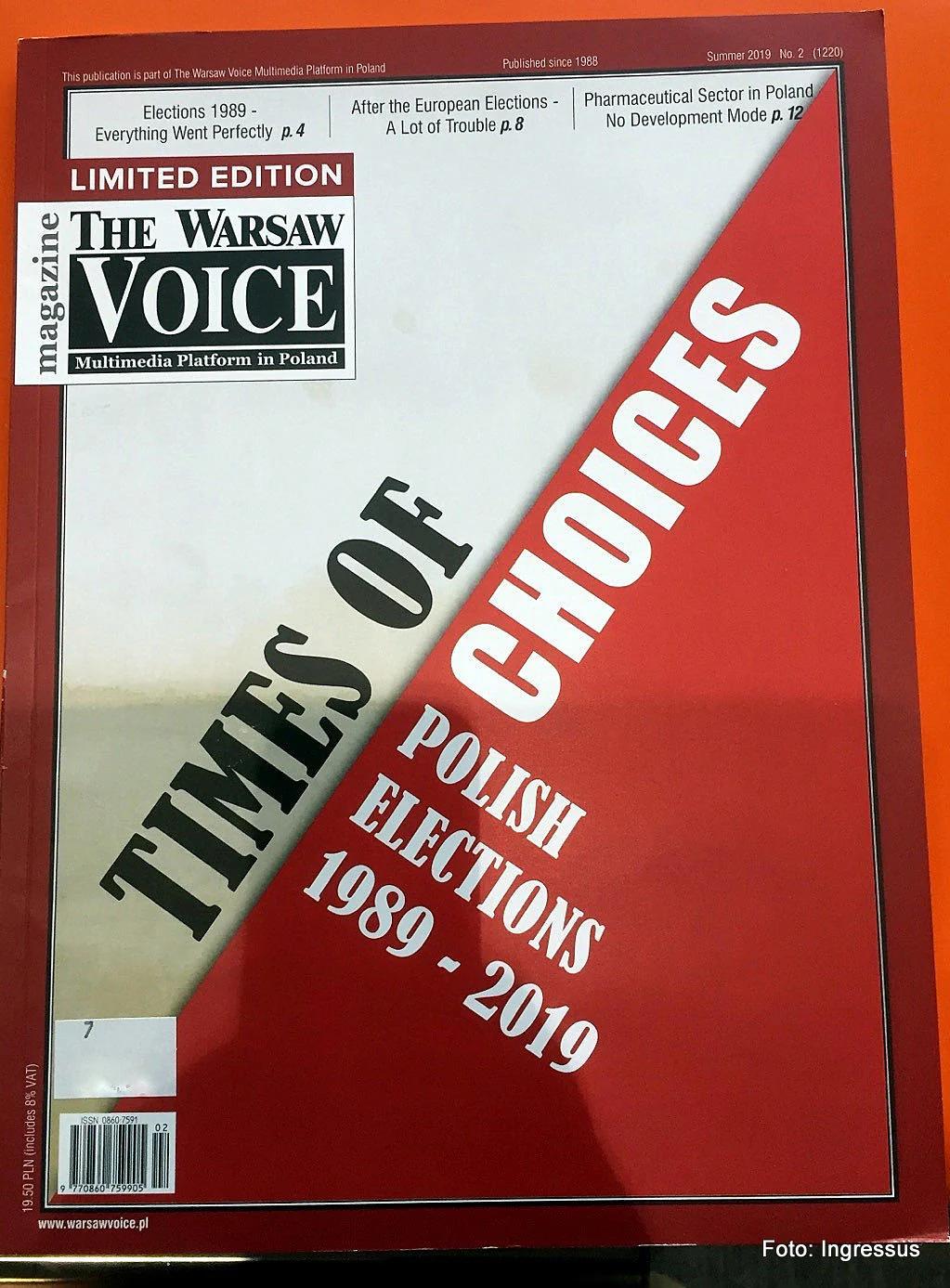 Cover of The Warsaw Voice magazine limited edition, Summer 2019, titled Times of Choices: Polish Elections 1989 to 2019